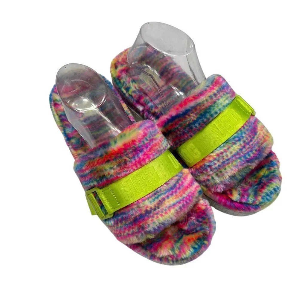 UGG Fluffita Pixelate Sherpa Platform Sandal Size 10